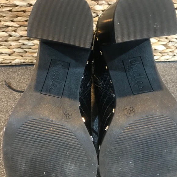 Charles David "Duffy" Black Mid-Calf Pointy Studded Zip/ Lace-up Boots E… - Picture 16 of 16